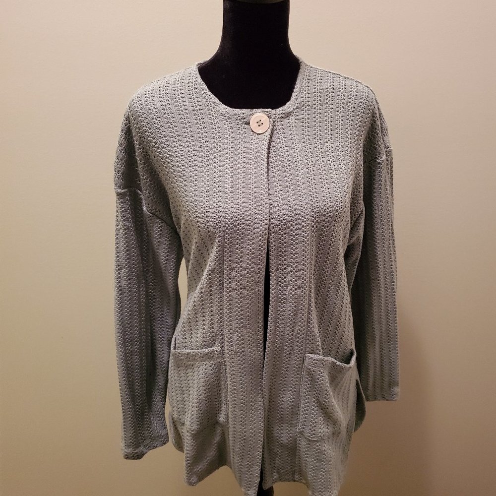 Cardigan Sweater with One button detail - Gray